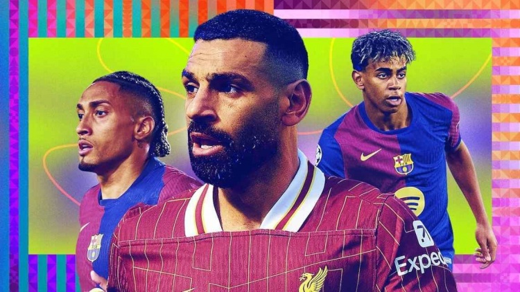 ESPN年度20大邊鋒：薩拉赫最佳，亞馬爾第2，梅西第8&杜埃第14