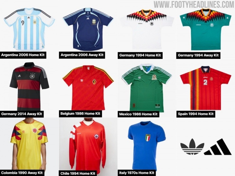 Adidas將推出多款經(jīng)典國(guó)家隊(duì)復(fù)刻球衣：阿根廷、德國(guó)、意大利在列