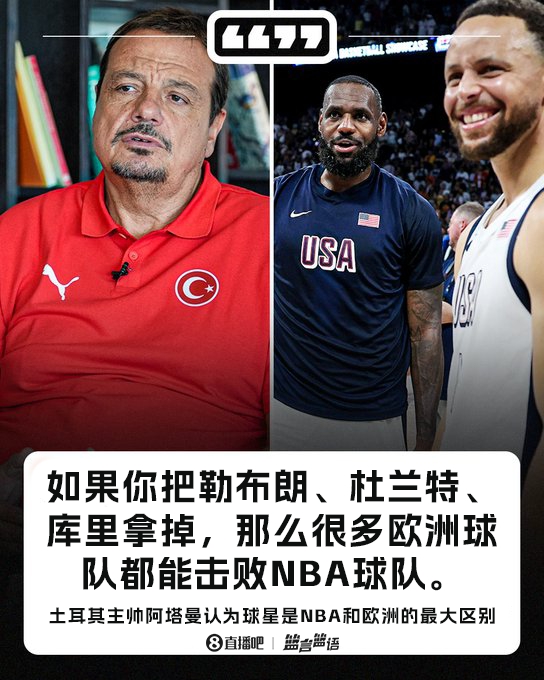 土耳其主帥：若把詹杜庫(kù)去掉 那很多歐洲球隊(duì)都能擊敗NBA球隊(duì)